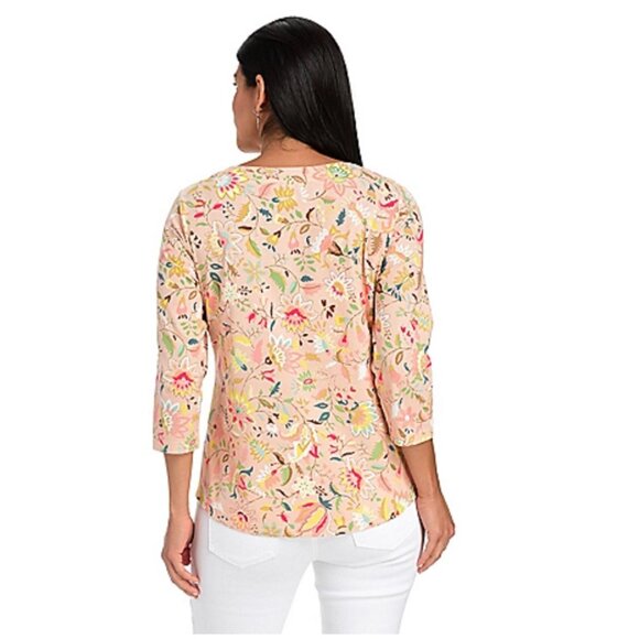 Christopher & Banks Artistic Floral V-Neck Missy Tee szM - Picture 2 of 9